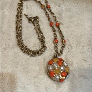Lia Sophia Gold and Orange Necklace